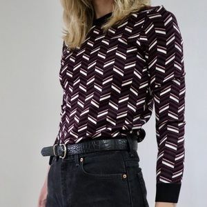 Michael Kors Long Sleeve Patterned Stretch Sweater